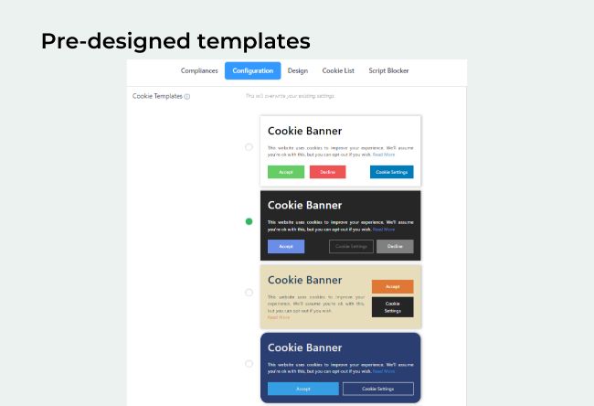 GDPR Cookie Consent Plugin pre-designed templates