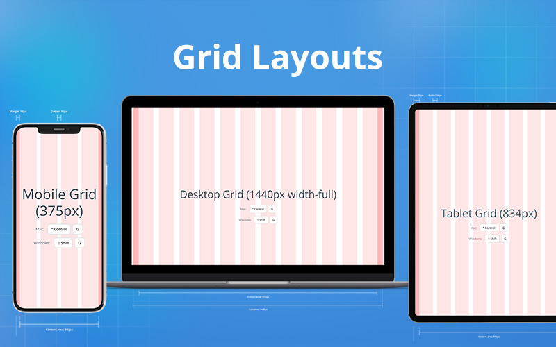 This image is dispalying the grid layouts UI in Figmatia - Web Design System