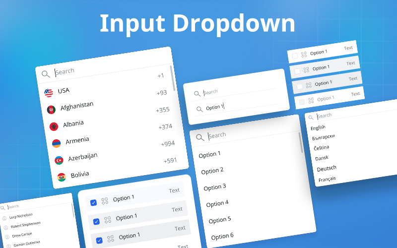 This image is displaying the input dropdown component of Figmatia- webdesign system