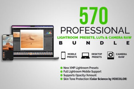 Feature image for 570 Professional Lightroom Presets & LUTs Bundle.