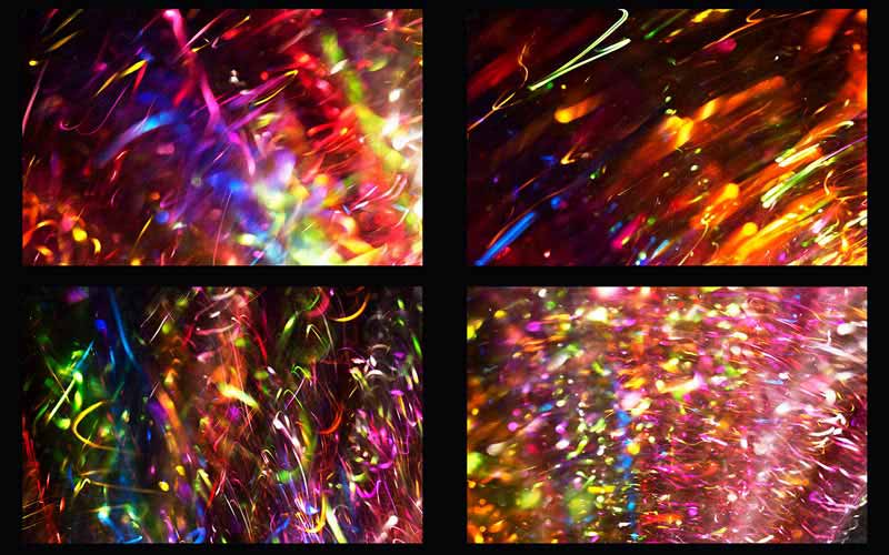 Collage of images of multicolored sparkles