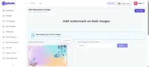 Add watermark on bulk images with Picnie graphic design creator.