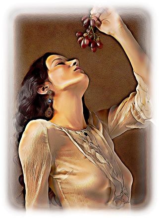 11th preset displaying a girl in white eating grapes.