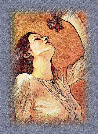 18th preset displaying a girl in white eating grapes.