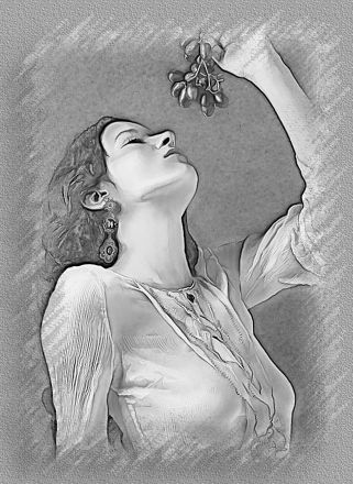 8th preset of the portrait studio displaying a girl in white eating grapes.