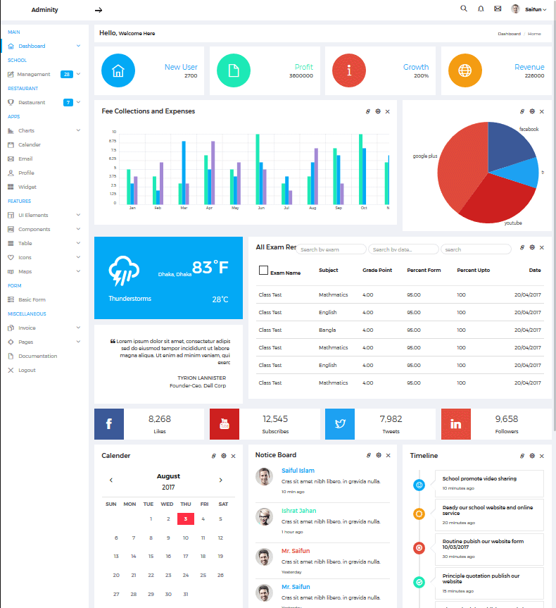 Image f school bootstrap dashboard Design template