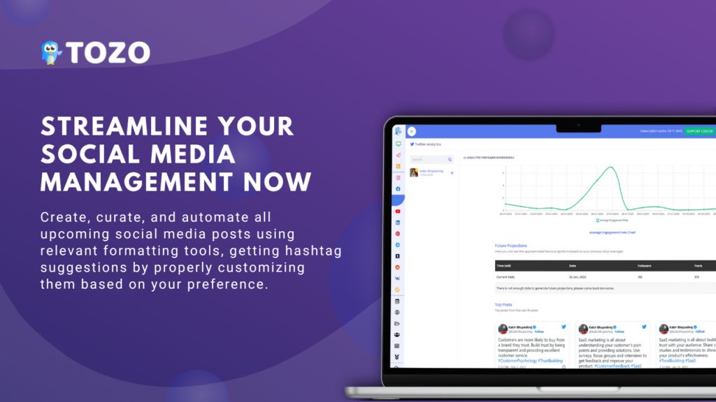 This image explains how TOZO streamlines your social mdia management