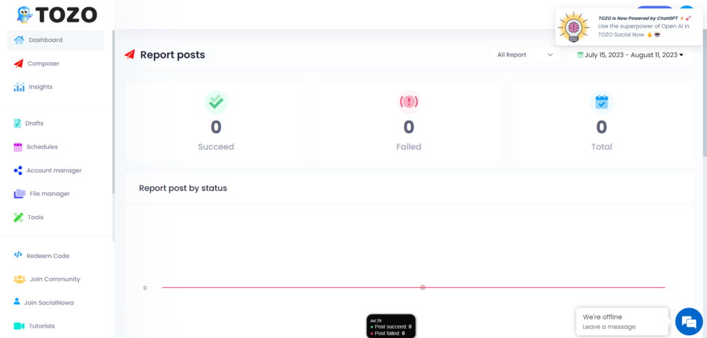 This image is displaying TOZO's dashboard