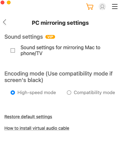PC Mirroring Settings Preview, apowermirror lifetime