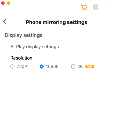 Phone Mirroring Settings Preview