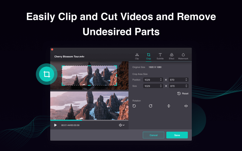 Preview of filmage converter clipping and cutting videos feature - media converter for mac