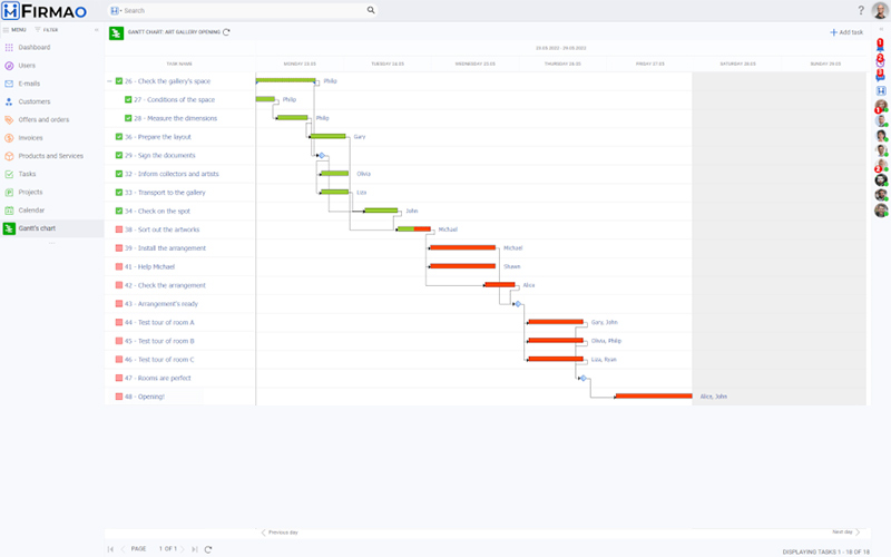 This image is displaying the software for projects and tasks