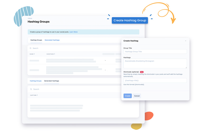 This image is dispalying the hashtag groups feature available in this social media automation tool