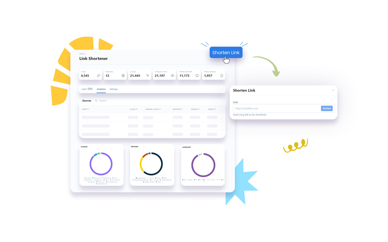 This image is dispalying the link shortener feature available in this social media automation tool