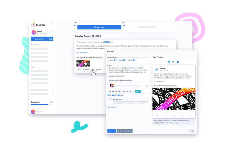 This image is dispalying the queue feature available in this social media automation tool