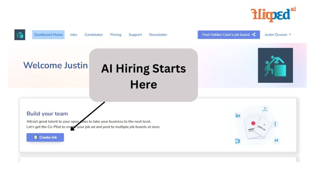 Flipped.ai user interface displaying job creation feature