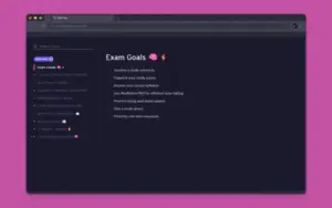 MadNotes PRO UI displaying notes of exam goals.