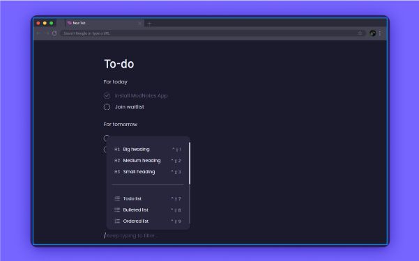 MadNotes PRO user interface displaying a To-Do list.