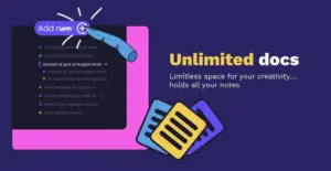 Madnotes PRO user interface displaying unlimited documents addition feature