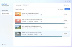 SurFast user interface displaying list of videos downloading. Surfast Video Downloader Crack Surfast Video Downloader Full Crack