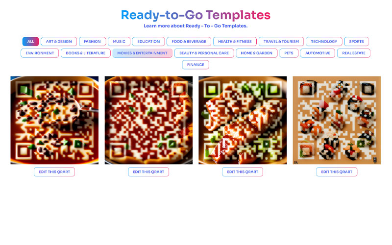 Ready to go templates available in AiQRArt.