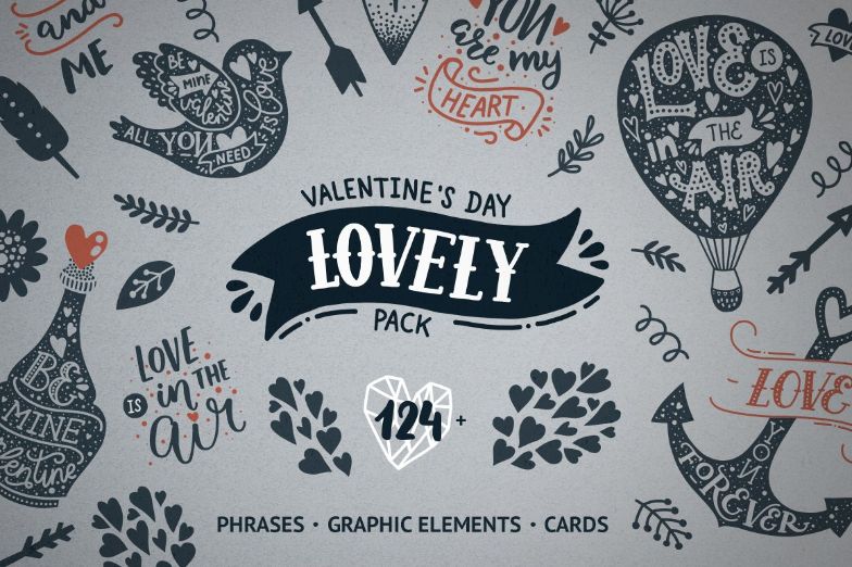 Lovely valentine's day illustration and pattern