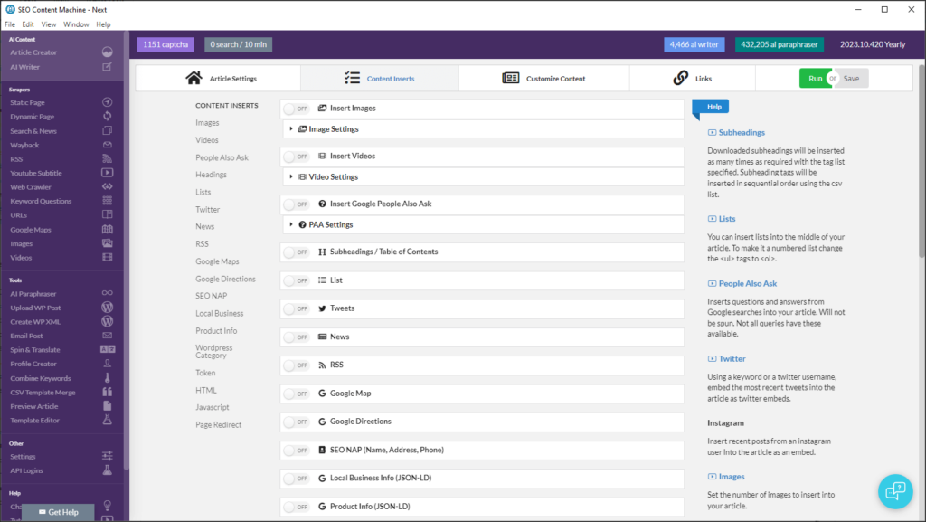 AI writer feature preview of SEO content machine