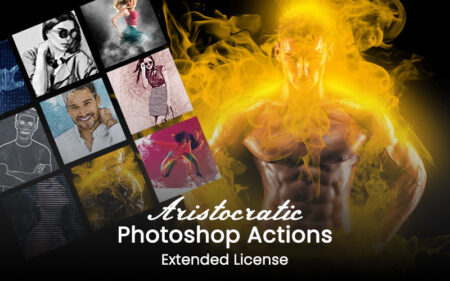 Collage of effects that can be achieved with the Aristocratic Photoshop Actions