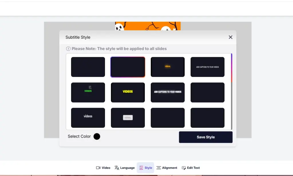 Caption Adding Feature , ai video generator