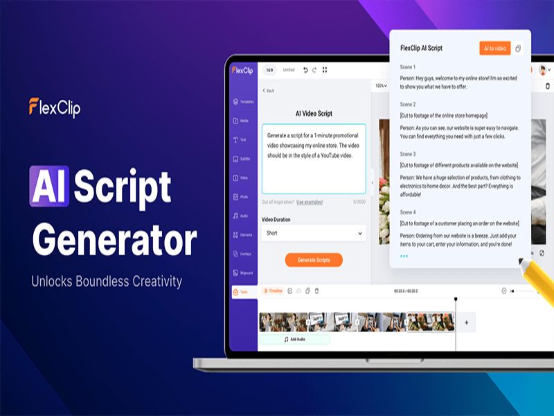 AI script generation feature of FLexClip Online Video Editor