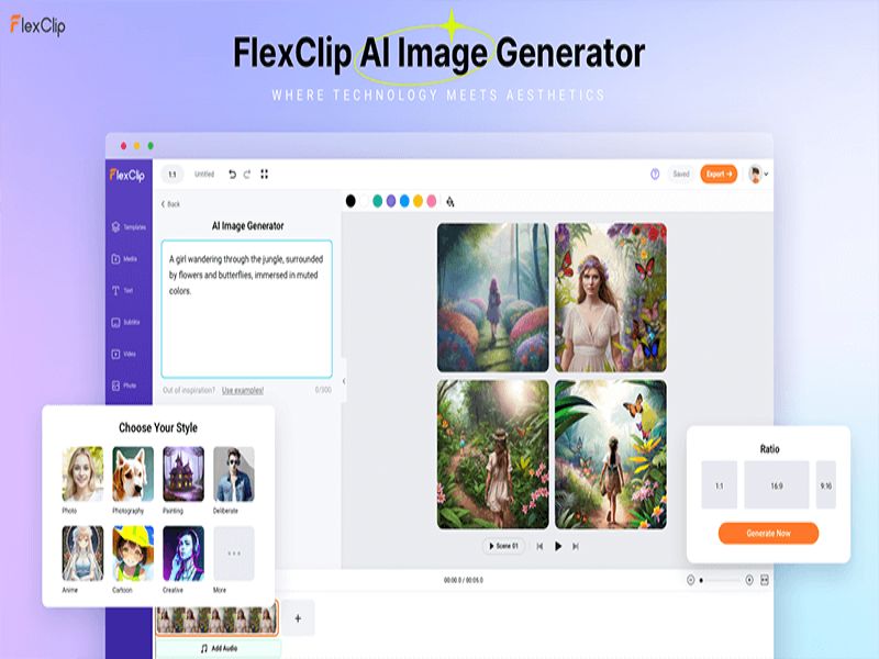 AI image generator feature of Flexclip video editor for pc