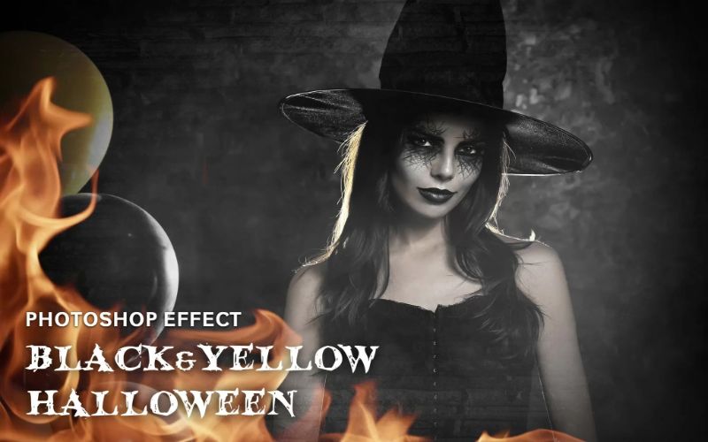 Black & yellow halloween photoshop effect cover image
