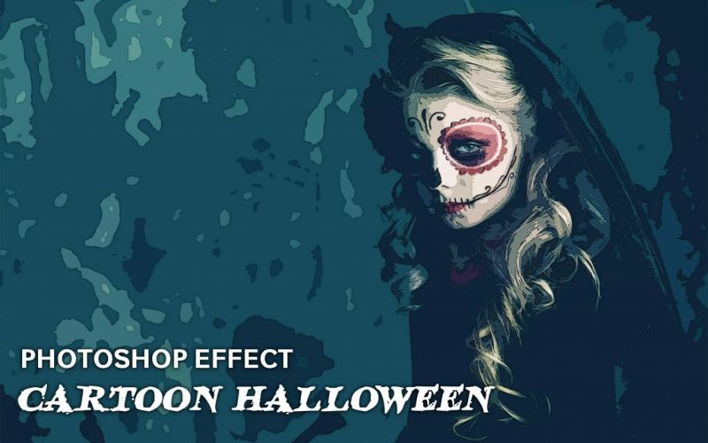 Cartoon halloween photoshop effect cover image