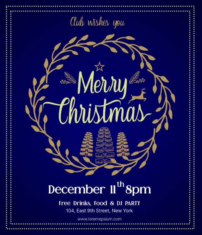 Blue Christmas Party Invitation flyer in holiday flyers bundle