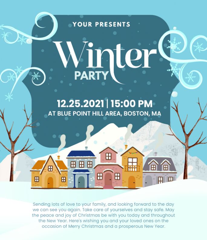 A fairyland winter party invitation flyer