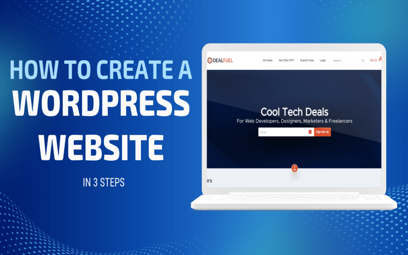 Feature image for blog - how to create WordPress website in 3 steps