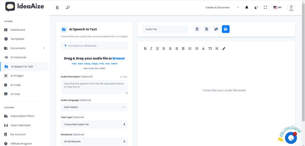 <b>Speech To Text UI</b>
