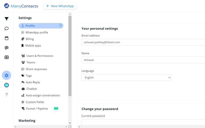 Customer profile, whatsapp customer service software