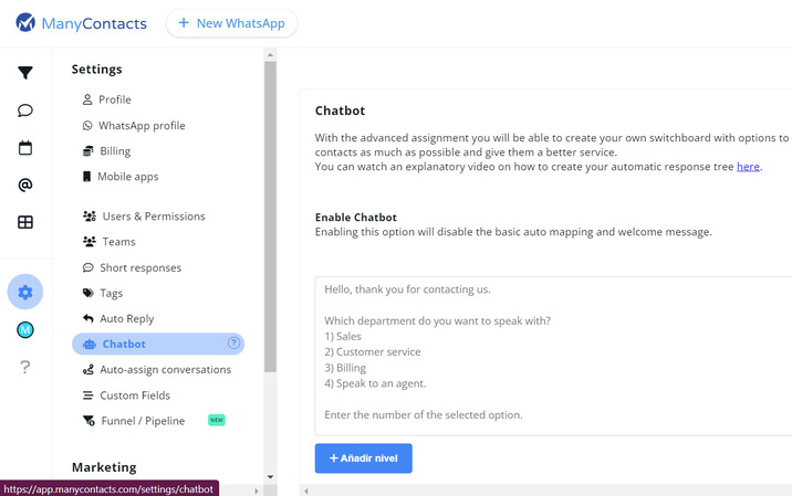chatbot UI, whatsapp customer service software