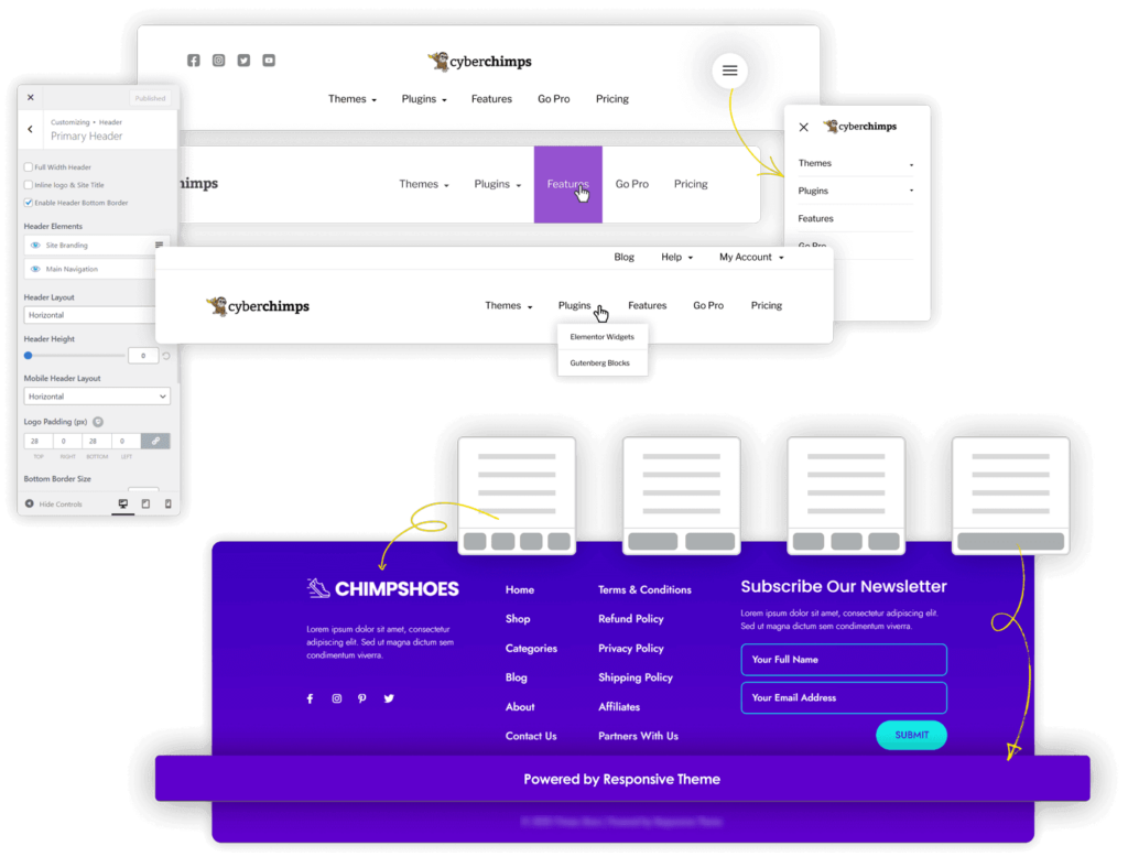 Navigation menu feature of responsive elementor pro