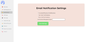 This image displays the email notification settings preview of My AI Front Desk.