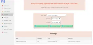 This image displays the call and text logs preview of My AI Front Desk