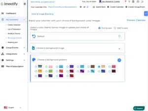 This image displays the branding colors available with imeetify- meeting scheduling tool