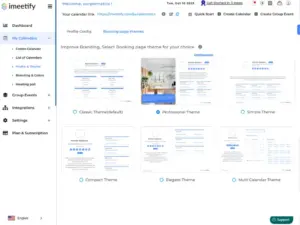 This image displays the calendar themes available with iMeetify - online appointment scheduling tool