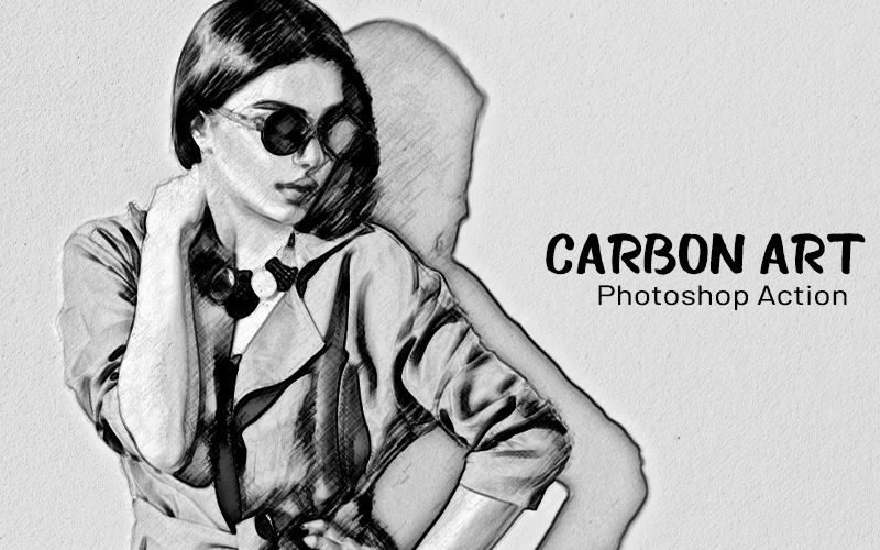 Carbon art photoshop action applied to an image of a woman