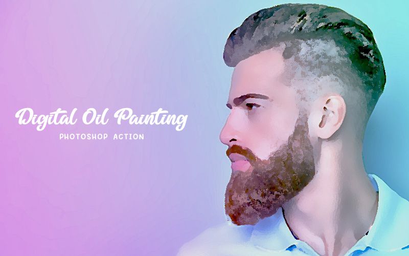 Digital oil painting photoshop action applied to an image of a man
