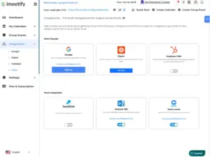 This image displays the integrations available with the meeting scheduler
