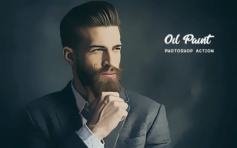 Oil paint photoshop action applied to an image of a man wearing suit