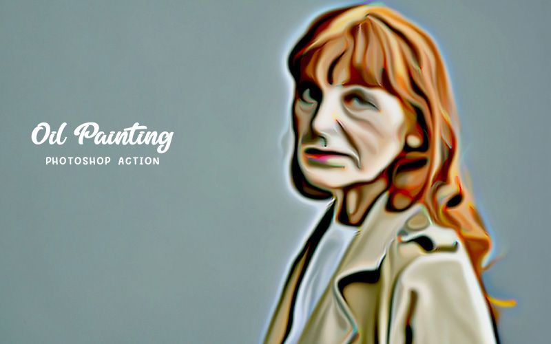 Oil paintings photoshop action applied to an image of a old woman