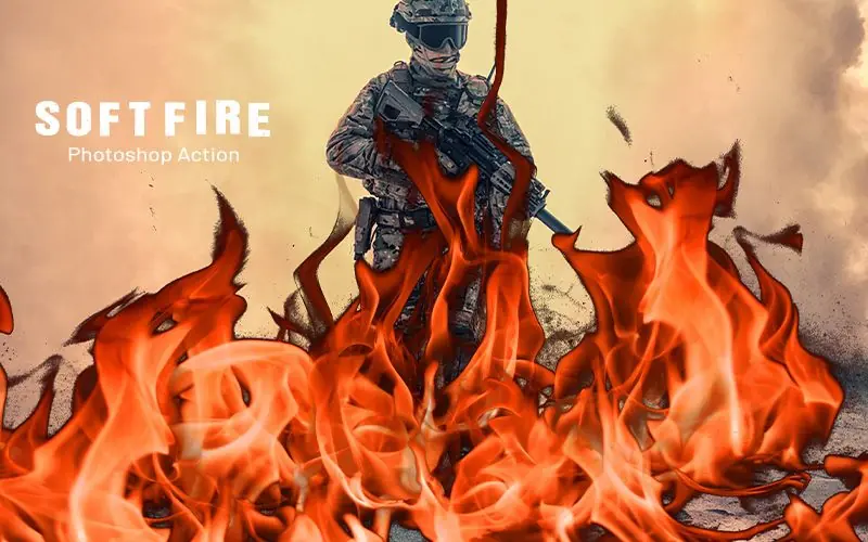 Soft fire PS action applied to the image of a soldier